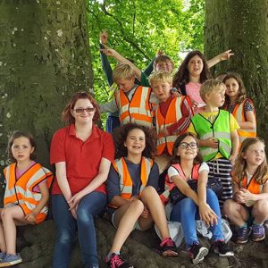 Children and staff in Savernake Forest in Avenue Holiday Club